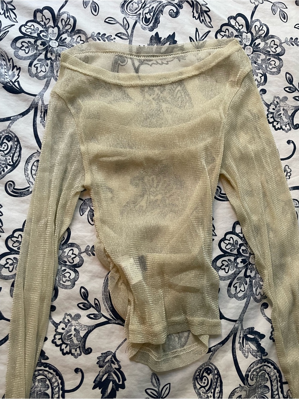 Gold Sheer Long-Sleeve Women's Top